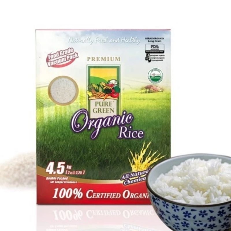 

PUREGREEN ORGANIC WHITE RICE LONG GRAIN 4.5KG PURE GREEN BERAS ORGANIK PUTIH