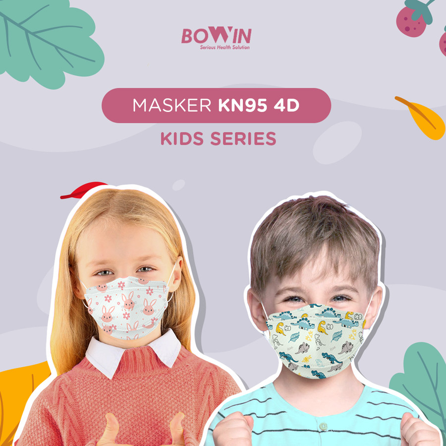 BOWIN Masker KIDS / KID SIZE KN95 4D Design 95% BFE PFE (Masker Kesehatan Model KF94)