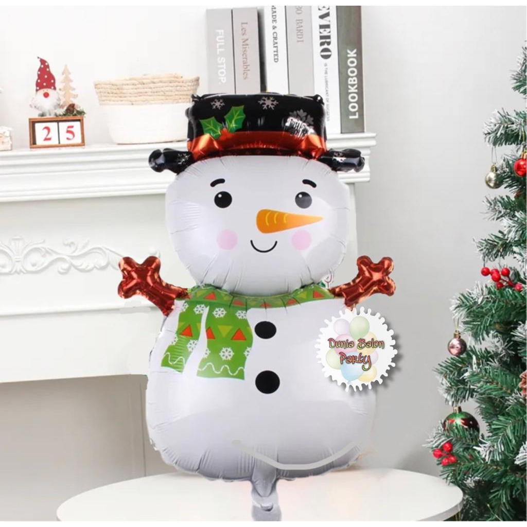 Balon Foil Snowman / Balon Natal / Balon Xmas Boneka Salju Topi