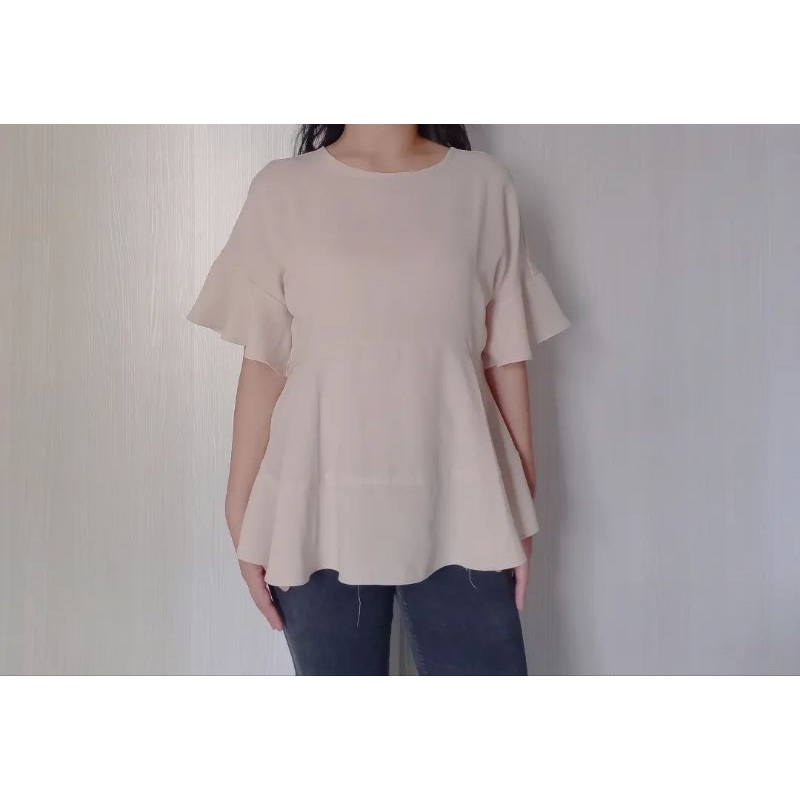 Blouse Wanita baby doll beige