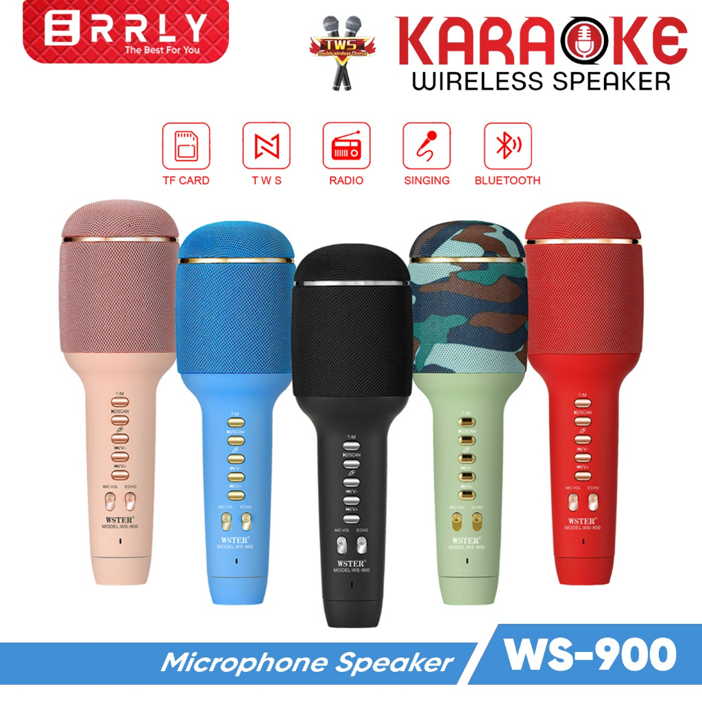 Mic Karaoke WSTER WS-900 Microphone Karaoke Bluetooth Mikrofon Wireless TWS WS900
