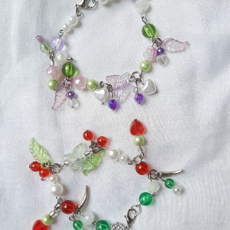 Blossom Garden Series - Gelang Manik-Manik | Cottagecore Fairycore | Bunga, Ceri, Jeruk | Gelang Per