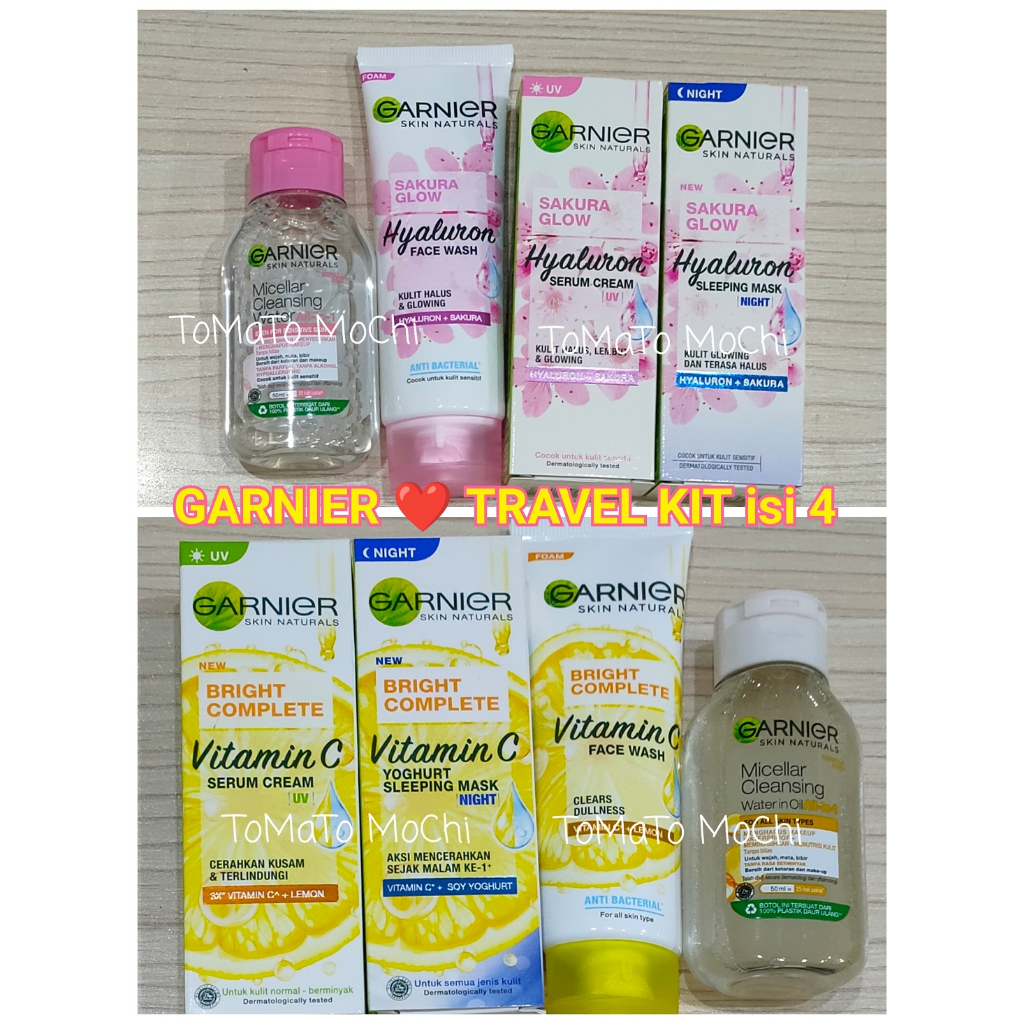 Tomato Mochi ~ Garnier Light Bright Complete / Sakura Glow Travel Kit 1paket isi 5