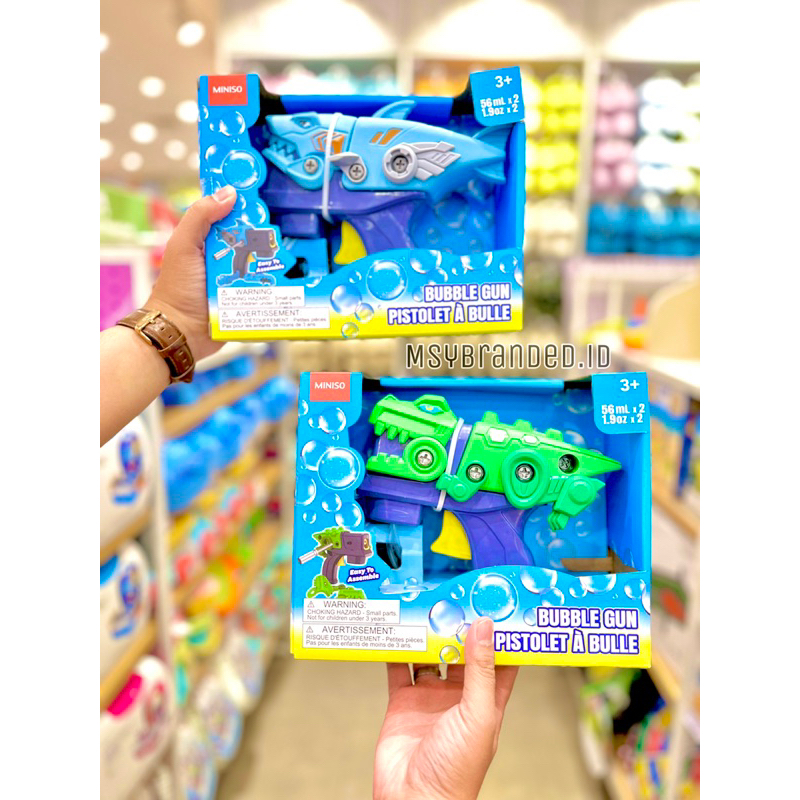BUBBLE GUN MINISO PISTOL TEMBAK AIR DINOSAURUS 3D FIGURE INERTIAL DINO 3+