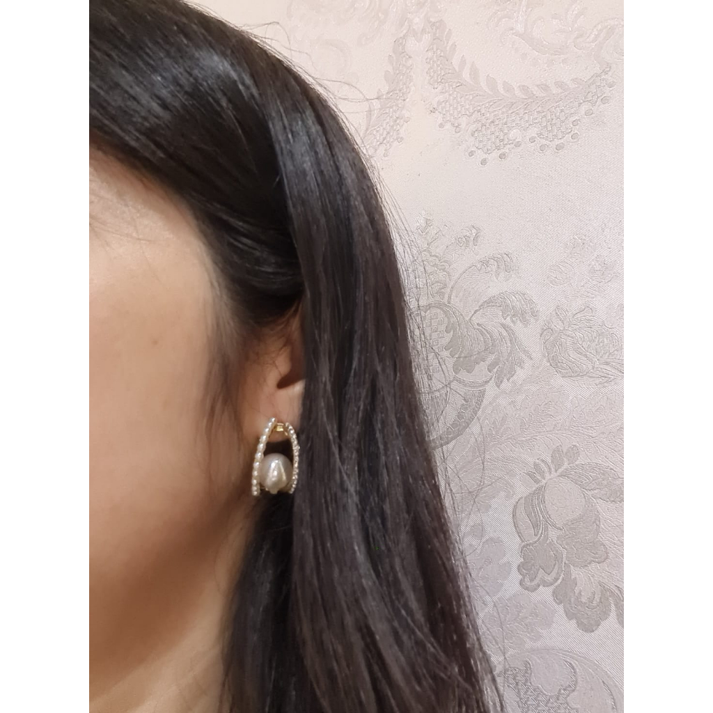Anting Bulan Mutiara Pesta Subang Giwang Pesta - Pearl Earrings - Aksesoris Kekinian Model Korea Fas