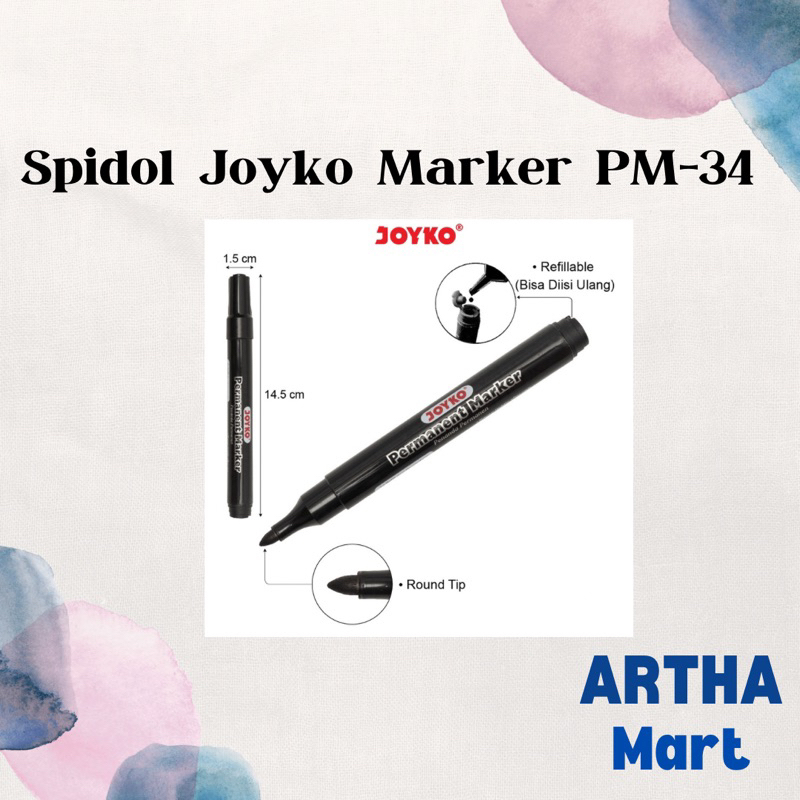

JOYKO - Spidol Marker Permanent PM-34 Hitam - Pcs