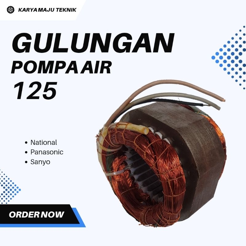 Stator gulungan pompa air 125 | National | Panasonic | Sanyo | 100% tembaga murni