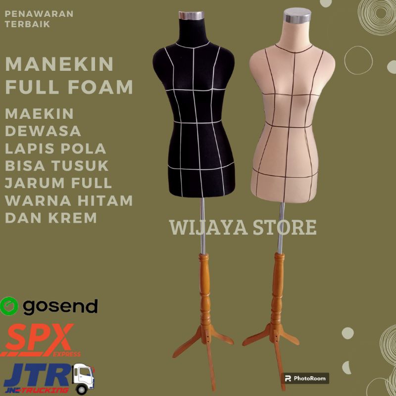 Patung Manekin Wanita DM Dress Making Busa Set Penyangga Besi Patung Baju Wanita