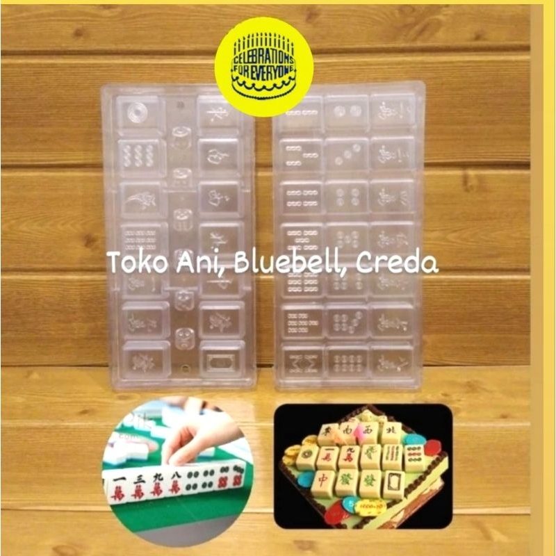 Chocolate Mold Polycarbonate : Mahjong Set of 2 , ± 3.8x2.9cm H 2cm ( 036-YT-2218+B )