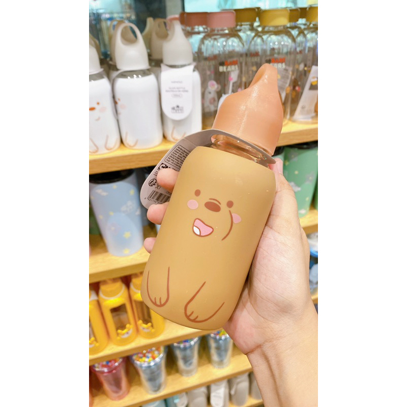 TUMBLR We Bare Bears Glass Bottle 250 Ml Miniso