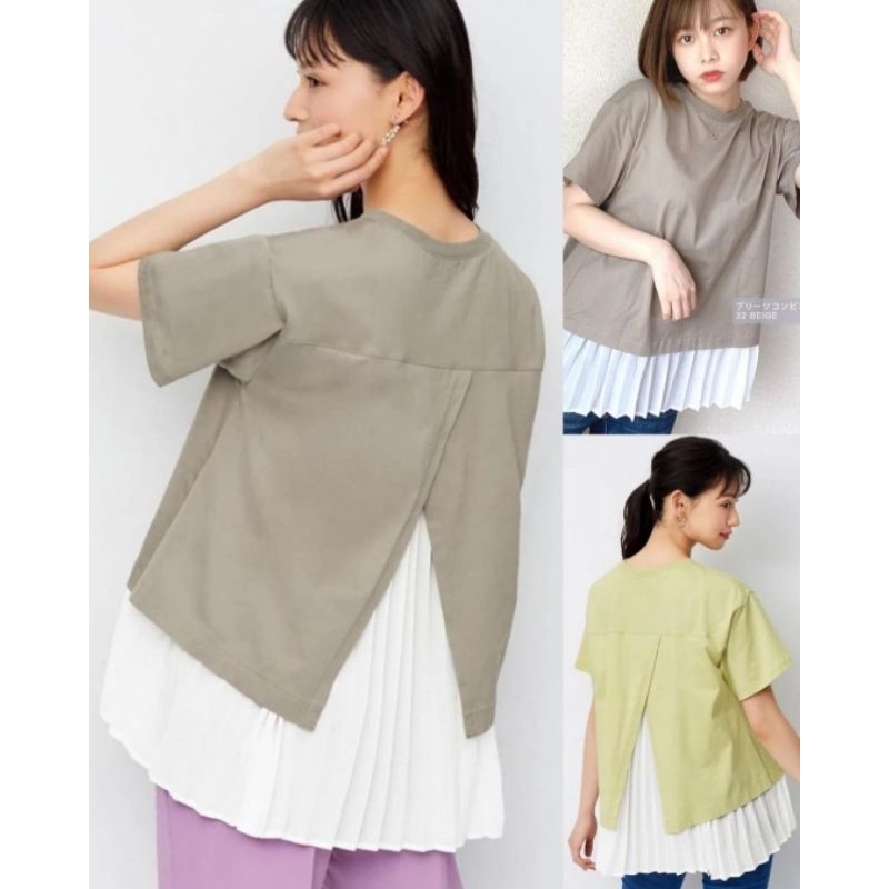 GU Pleated Combination T-Shirt