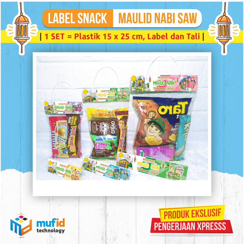 

Label Snack Maulid Nabi SAW (Plastik 15x25 cm, Label, Tali) 10SET No.1-2