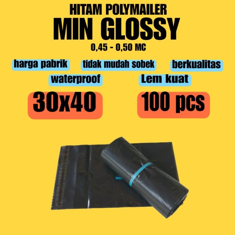 

Plastik Polymailer Hitam 30x40 SEMY GLOSSY Termurah