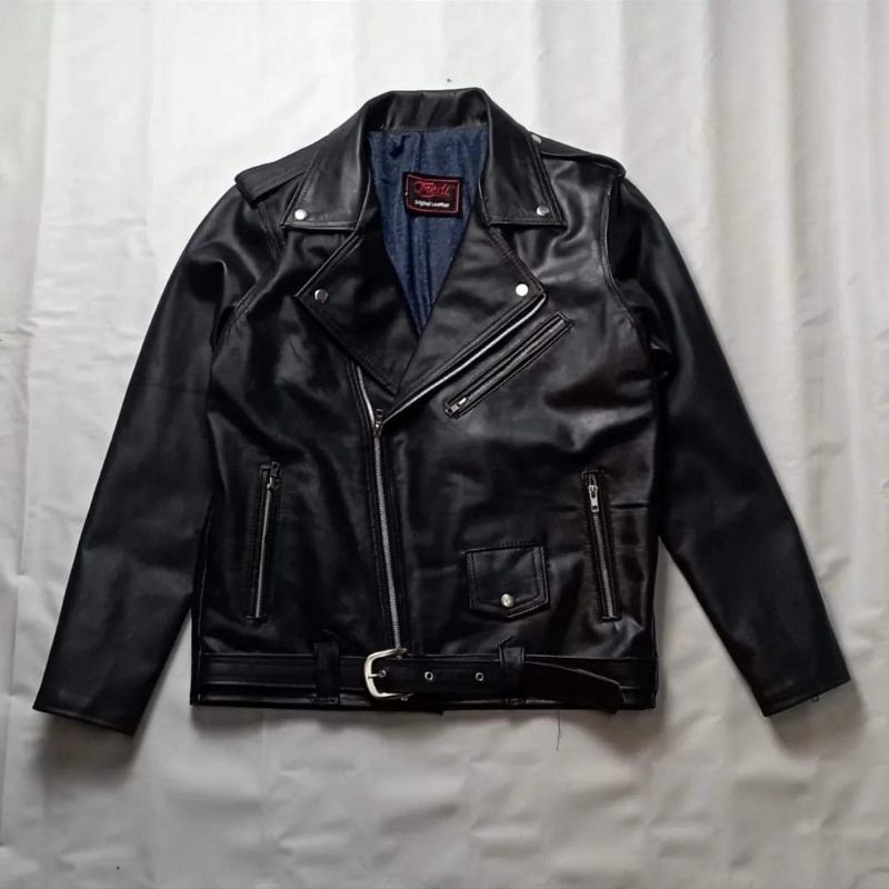 Leather jaket kulit asli domba model Ramones