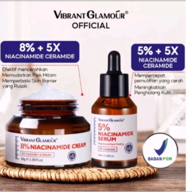 Vibrant Glamour 2 Set Niacinamide Serum 5% & Cream 8% Original 100%