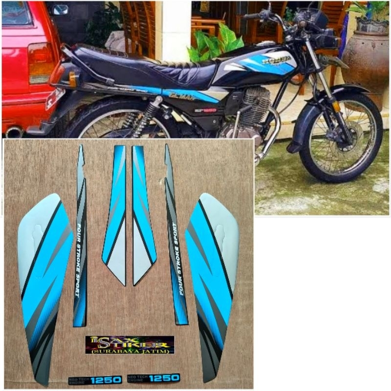 Striping Original Honda GL MAX hitam Lis biru tahun 1995 1996