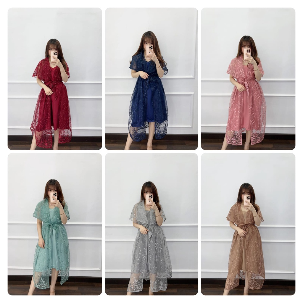 Baju Dress Pesta Natal Imlek Wanita Remaja Modern Mewah elegan Anggun Cantik Trendy Murah Trend Keki