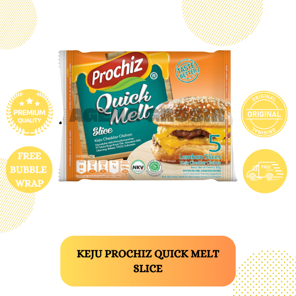 

Keju Prochiz Quick Melt Slice 5's Cheddar Olahan 85g