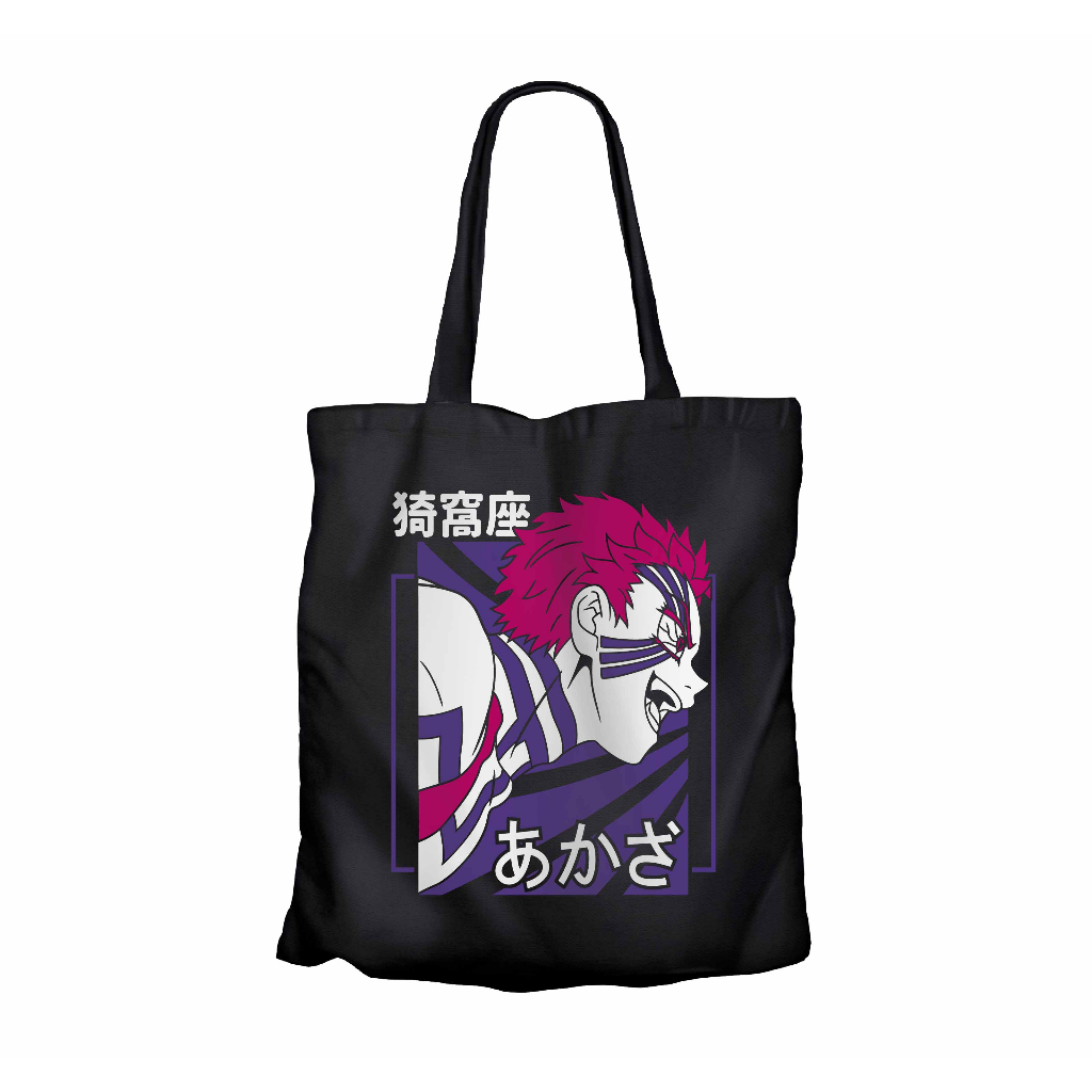 Tote bag infinite anime AKAZA DEMON SIDE - DEMON SLAYER material canvas