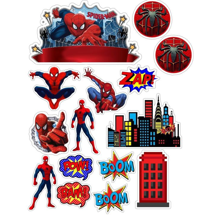 Spiderman/Topper Cake Happy Birthday Bisa Request Nama dan umur/Topper Spiderman Hiasan kue /Topper 