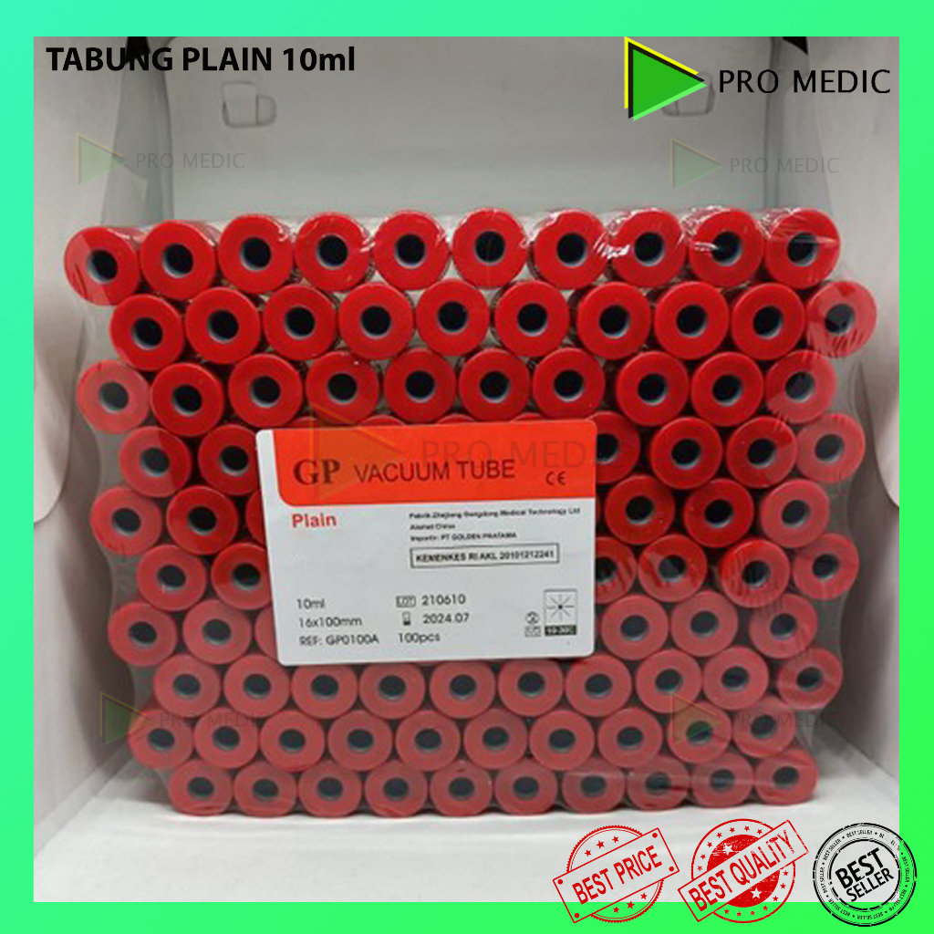 Tabung Plain 10ml  Tabung Vacutainer 10ml GP Kaca Plastik