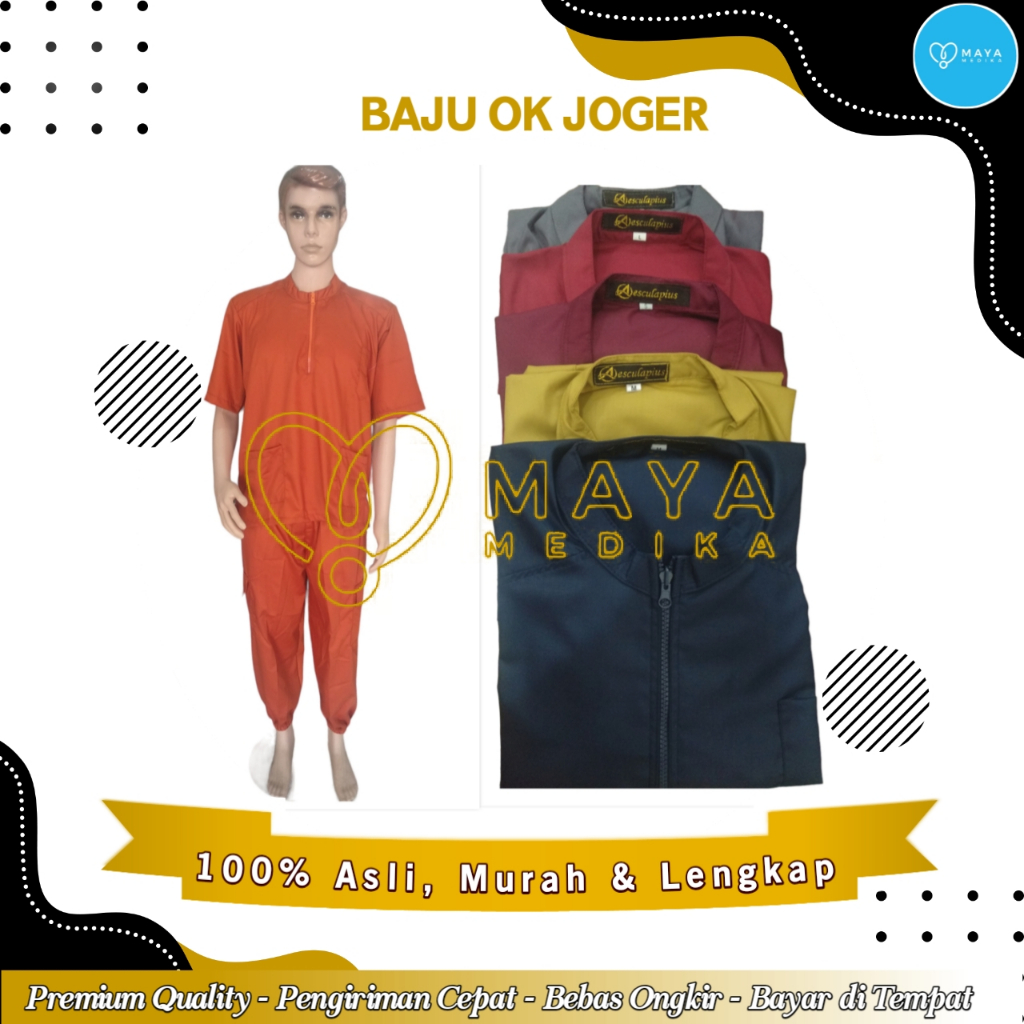 Baju OK Toyobo Joger Burgundy Lengan Pendek Resleting