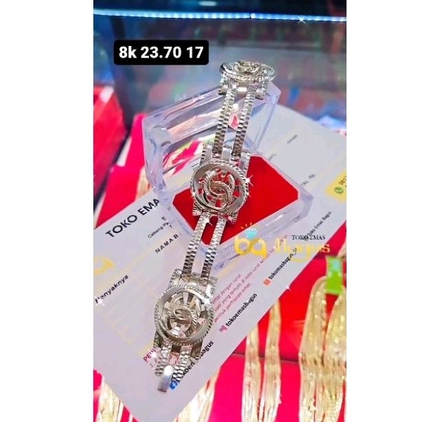Gelang Rantai Fashion Emas Putih Asli Variasi K375/8k