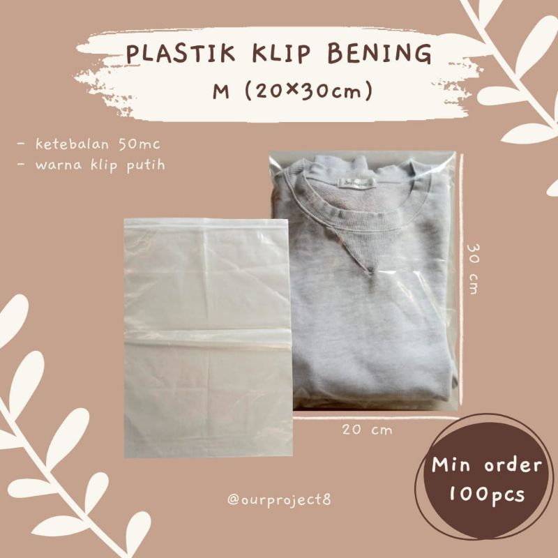 [100pcs] 20x30cm PLASTIK KLIP ZIPLOCK M 20x30 POLOS / PLASTIK ZIPLOCK / PLASTIK ZIPPER / PACKING SEP