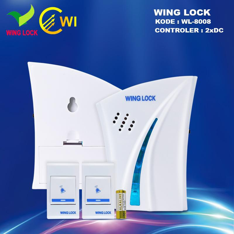 Bell Pintu DC 2 Remot/Bell Rumah/DoorBell Wing Lock baterai