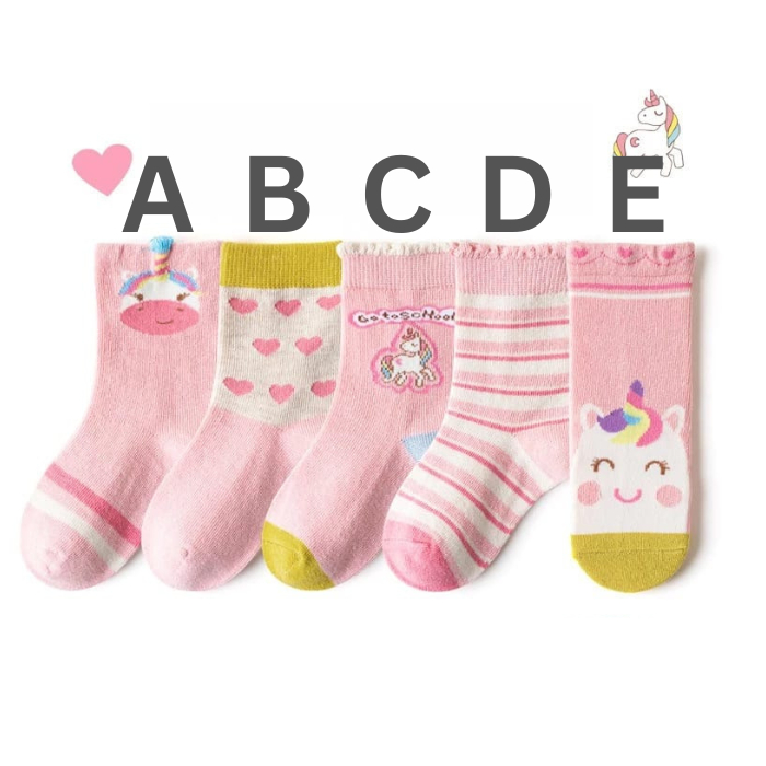 Kaos Kaki Anak Perempuan Fashion Korea Kekinian Motif Pink Unicorn Socks Kids Usia 3-7 Tahun TK SD A