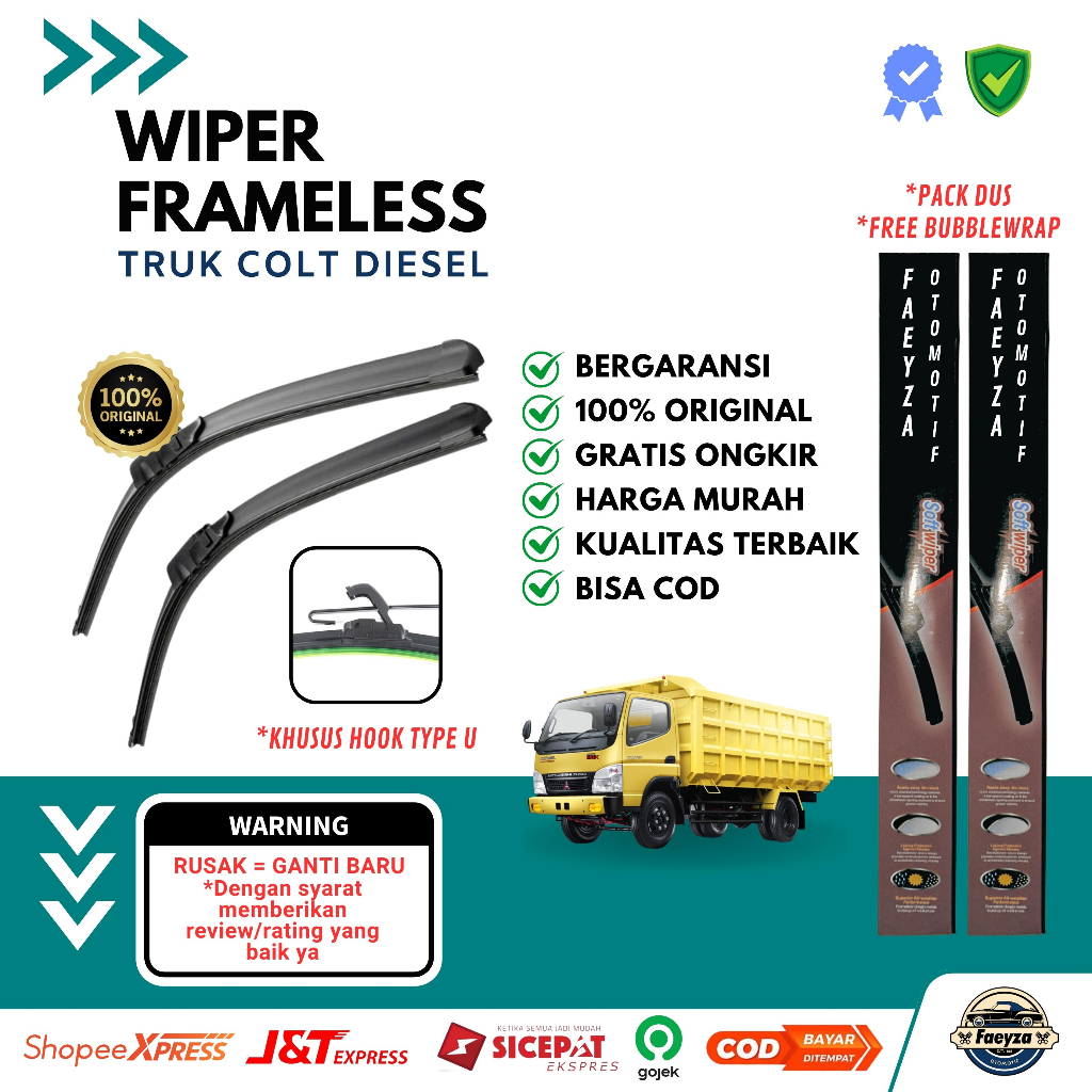 [ BISA COD ] Wiper Frameless Truk Colt Diesel 1 Set Wiper Kaca Mobil Frameless Murah Truk Colt DIese