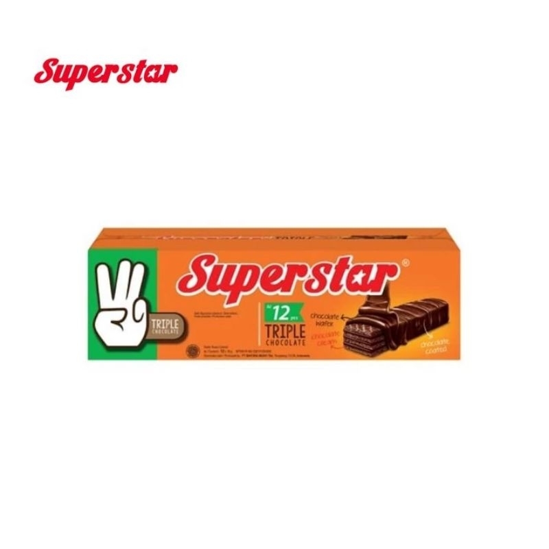 

Superstar isi 12 Superstar wafer coklat Super star cokelat