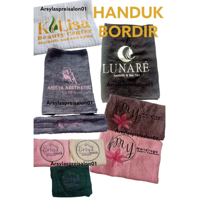 HANDUK SALON BORDIR (FREE DESAIN ) BORDIR MINIMAL ORDER 3pc