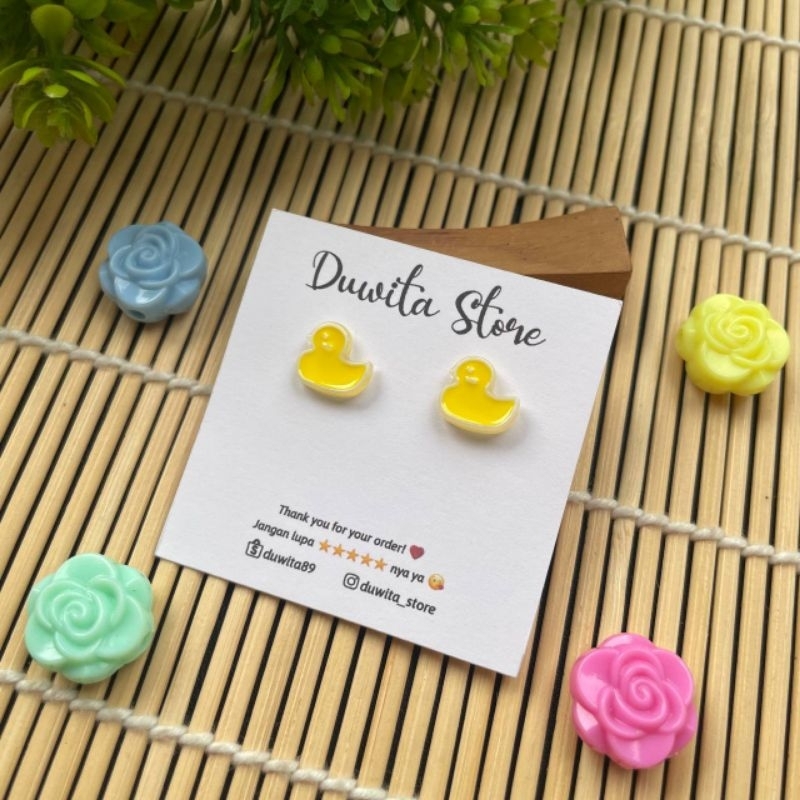HANDMADE ANTING TUSUK PLASTIK ANAK/DEWASA MOTIF BEBEK