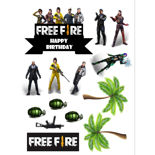 TOPPER FREE FIRE Custom/Hiasan Kue ULTAH Free Fire