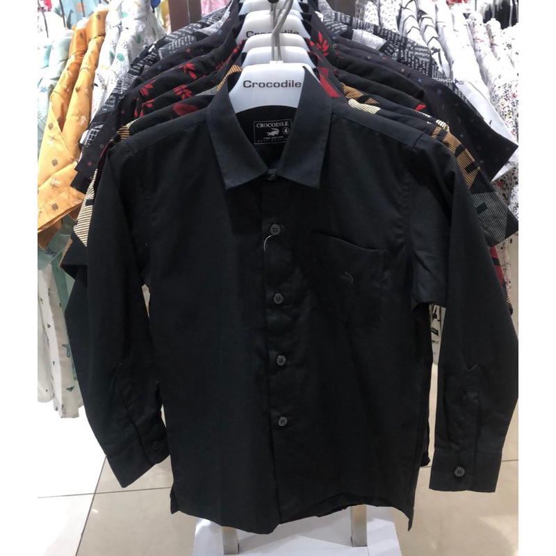 Kemeja anak hitam polos CROCODILE (1-16 tahun)