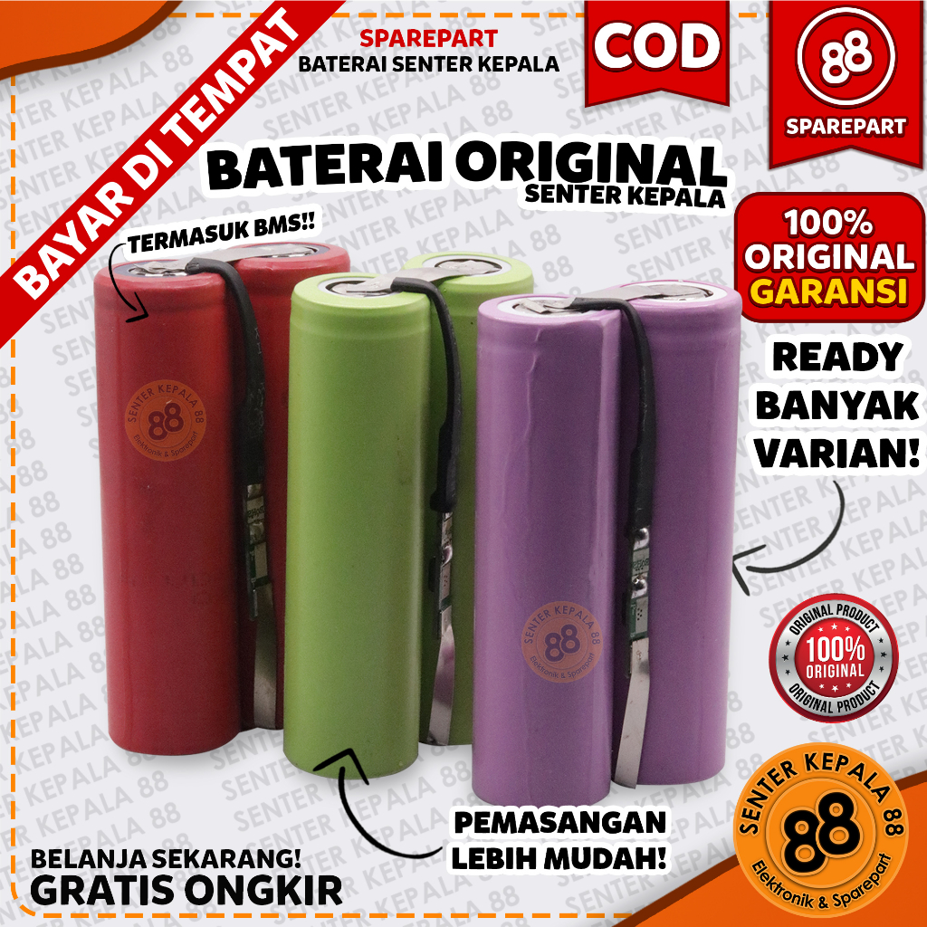 Baterai Senter Kepala bisa untuk DONY LUBY KAWACHI ORI ORIGINAL Kapasitas Real 18650
