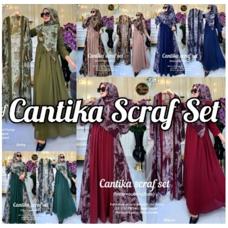 Gamis syari syahnaz / cantika scraf set