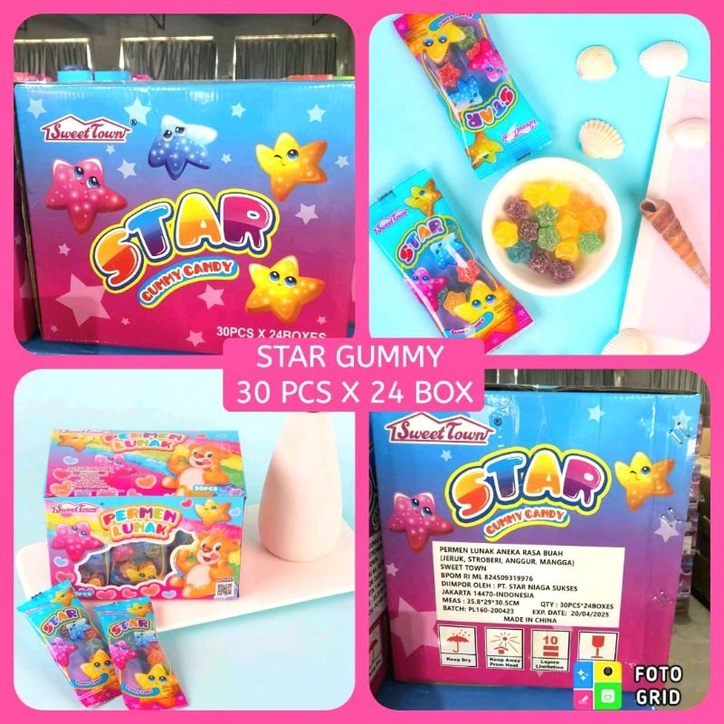 

Permen Cemilan Snack Gumi Gummy Yupi Bintang Star Beruang Mainan Anak Murah (isi 30 pcs)