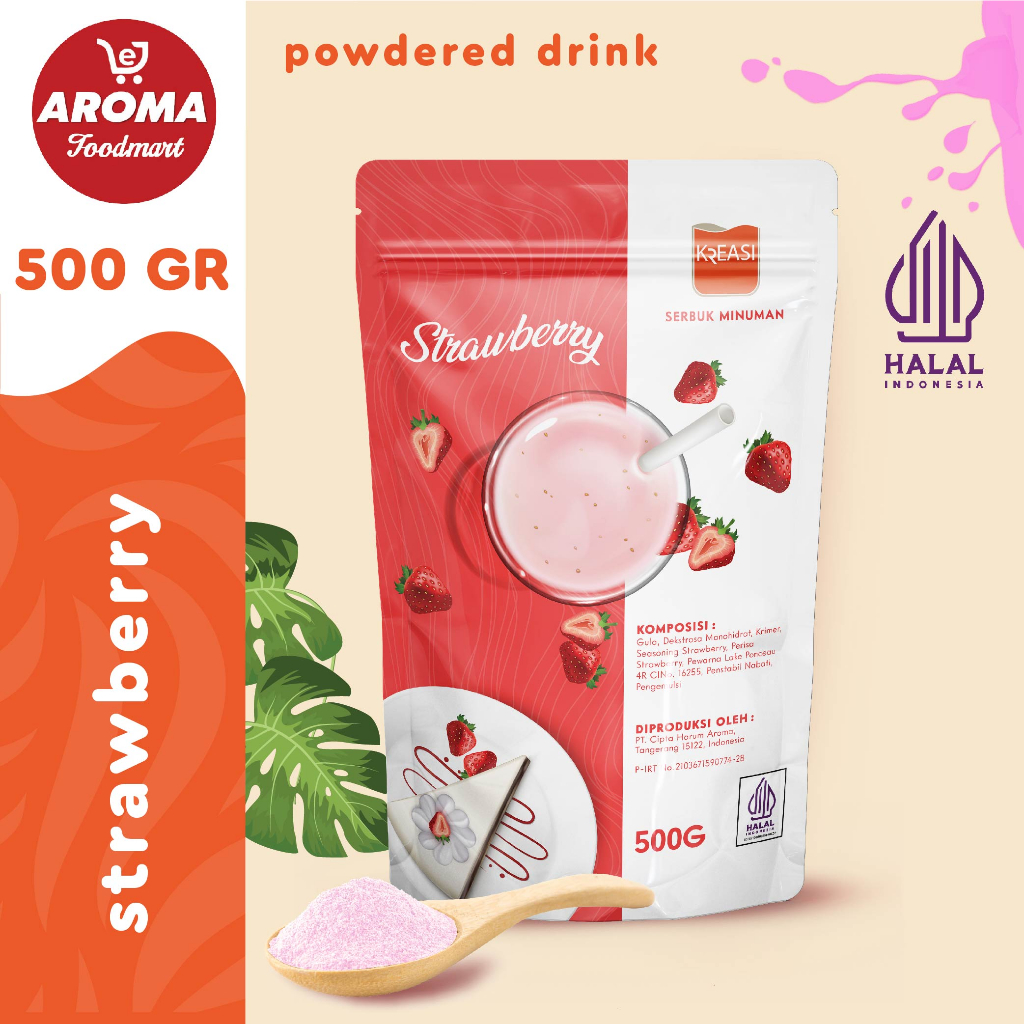 

Kreasi Bubuk Strawberry Powder 500gr / Minuman Serbuk Stroberi 500gr