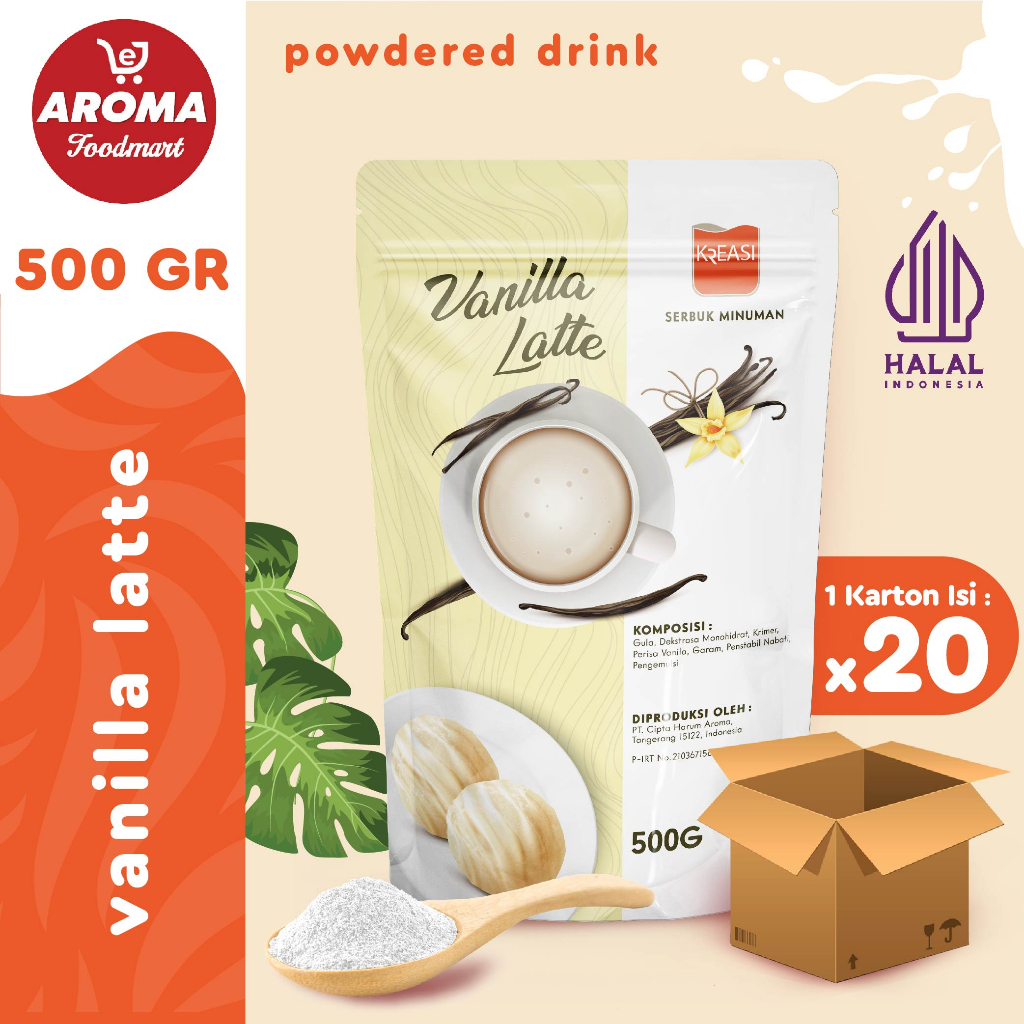 

1 Karton Kreasi Bubuk Vanilla Latte Powder 500gr Serbuk Vanilla Latte