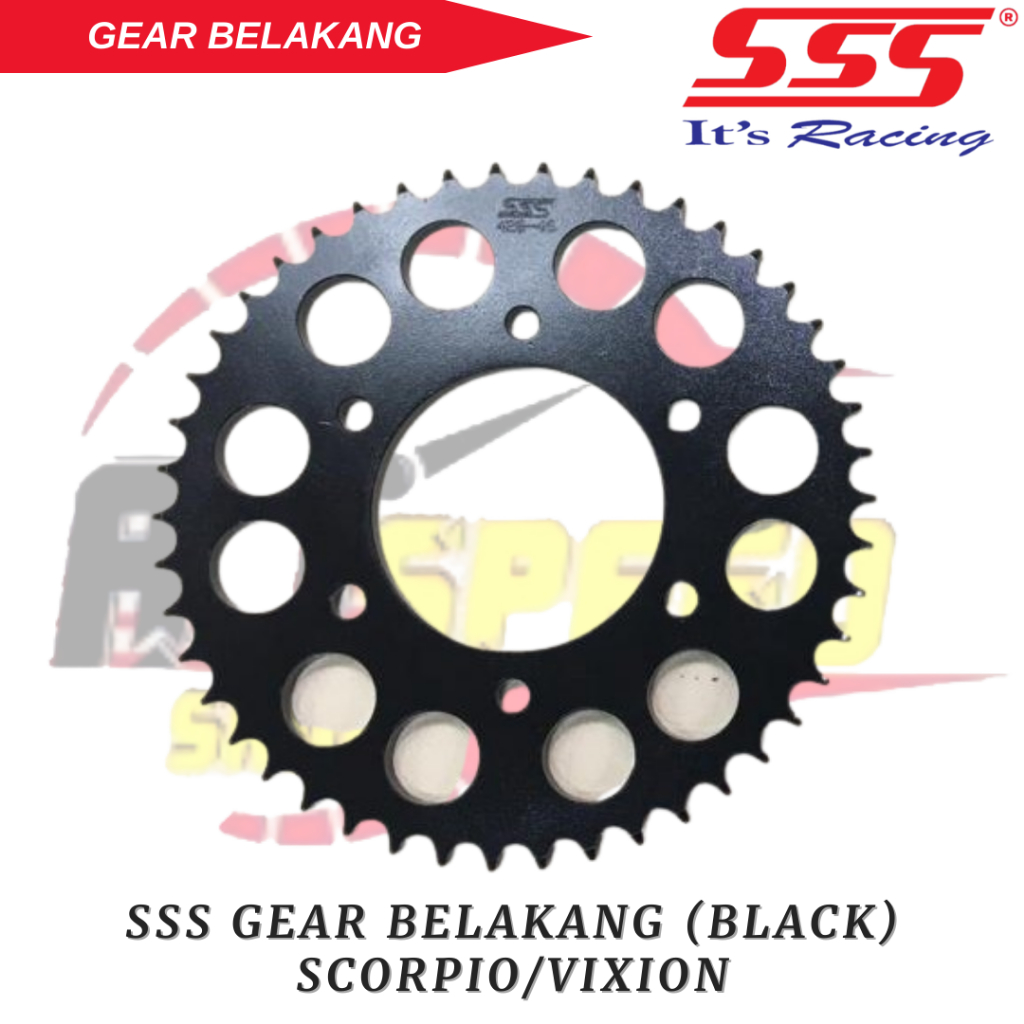 SSS Racing Gear Gir Belakang Black Hitam Yamaha Scorpio Vixion MX King Byson NVL NVA R15 Tipe 415 42
