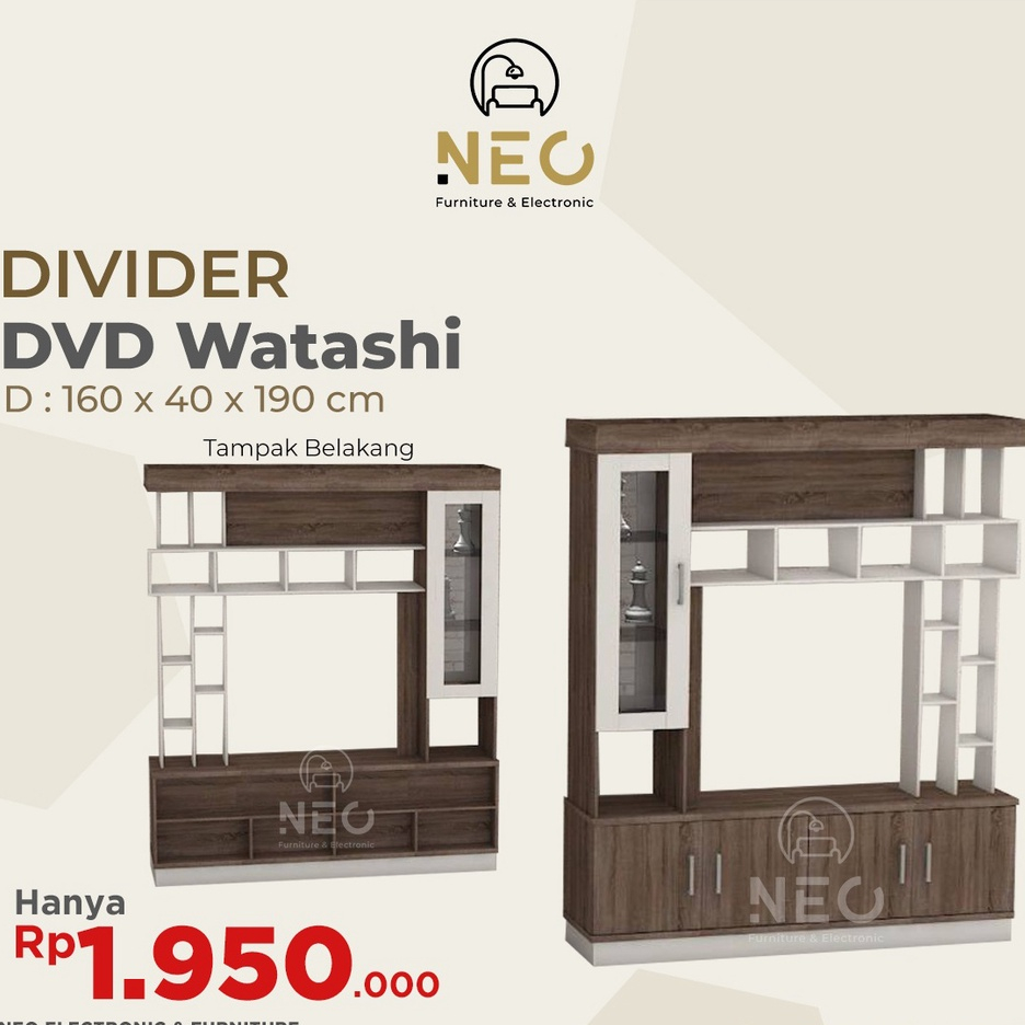 NEO - LEMARI TV PARTISI DINDING DVD WATASHI DEVIDER BUFFET TV PENYEKAT RUANGAN 2 SISI BOLAK BALIK DE