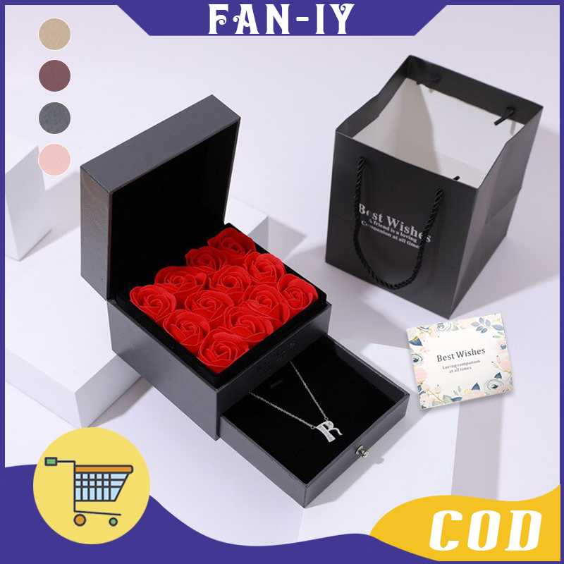 9 Rose Gift Box Kotak Kalung Seserahan Kado Valentine Untuk Cewe Percintaan Necklace Box