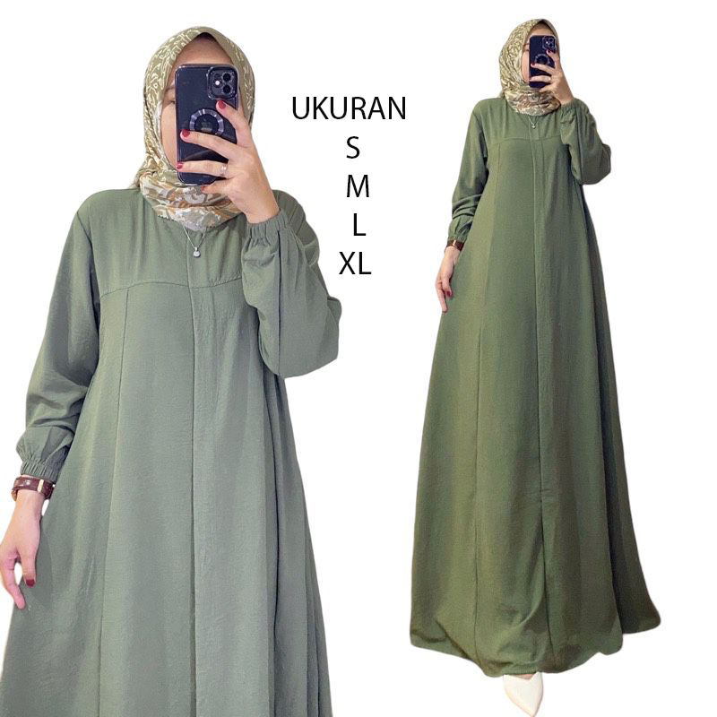 Baju Gamis Terbaru Dress Maryam Bahan Crinkle Airflow premium