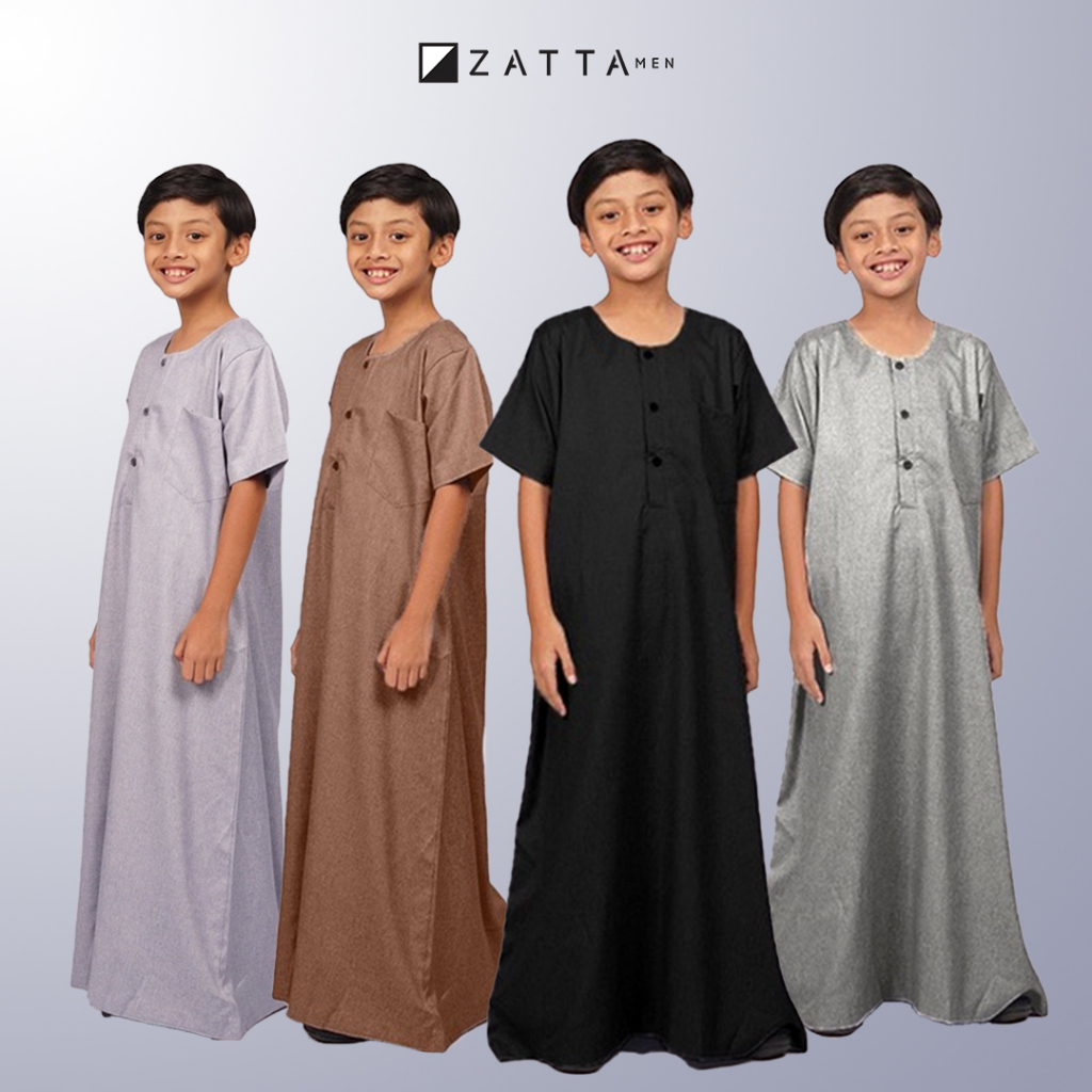 GAMIS ZM ABNAA ZAFRAN Gamis Anak Laki Zatta Men Jubah anak lengan pendek kancing depan bahan katun M