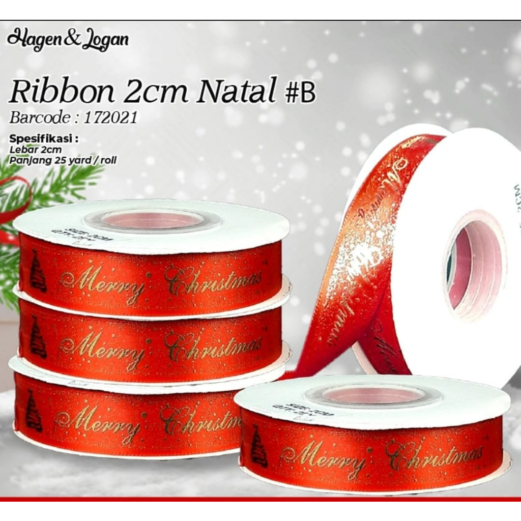 

ribbon pita natal 2 cm x 20 yard hampers chistmas