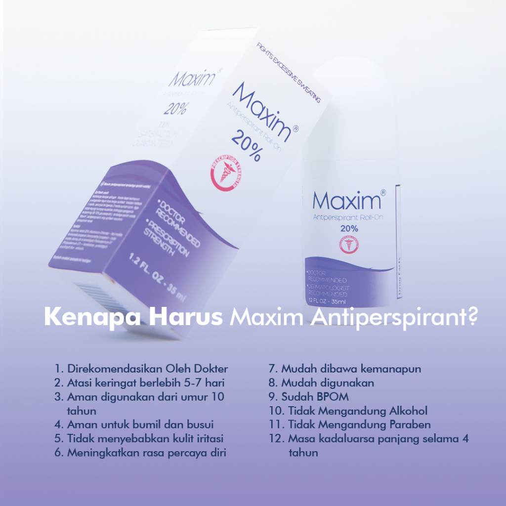 Maxim Antiperspirant Roll On 20% Volume 35ml + 1 Sachet Wipe 15%