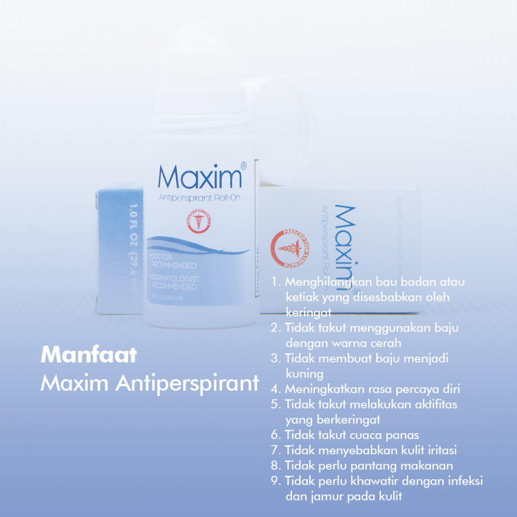 Maxim Antiperspirant Roll On 15% Volume 30ml + 1 Sachet Wipe 15%