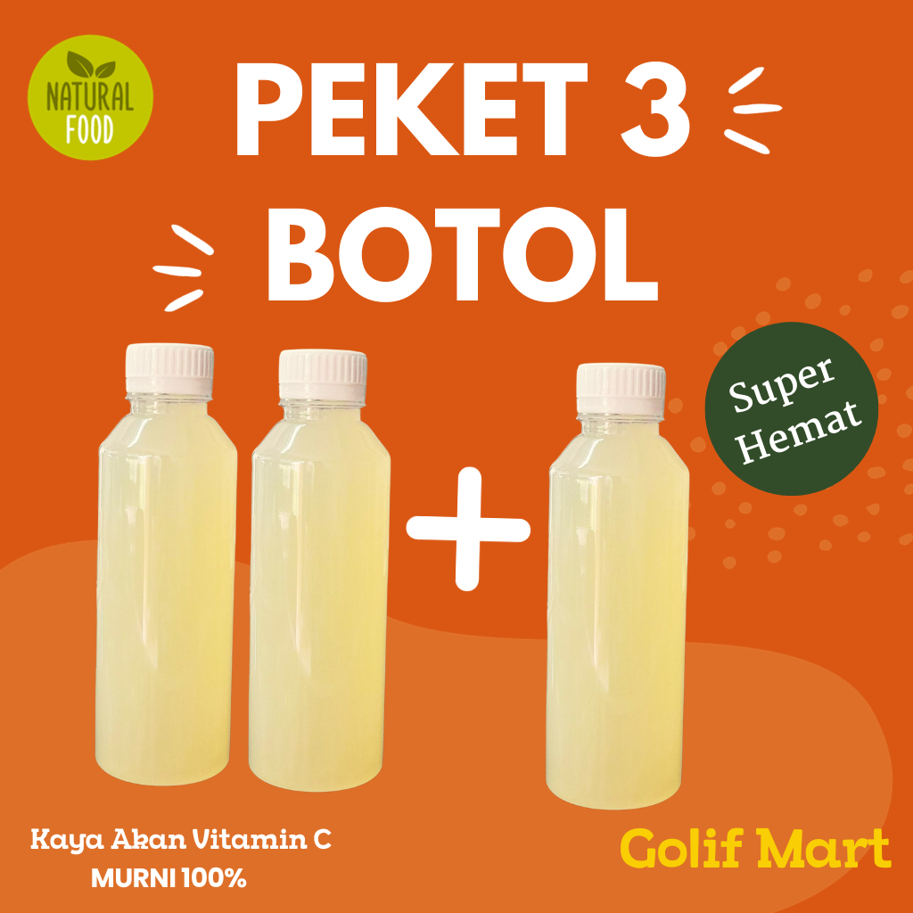 

Paket 3 Botol Sari lemon tanpa isi bersih 250ml muni tapa campuran apapun
